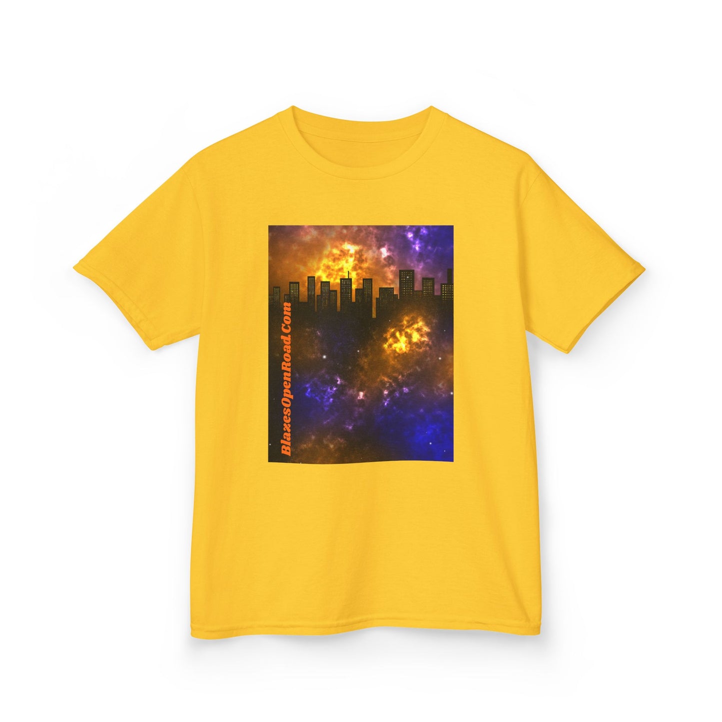Kids Jax Blaze Ryder Cosmic Cityscape Tee: Urban Stars in Heavy Cotton Comfort