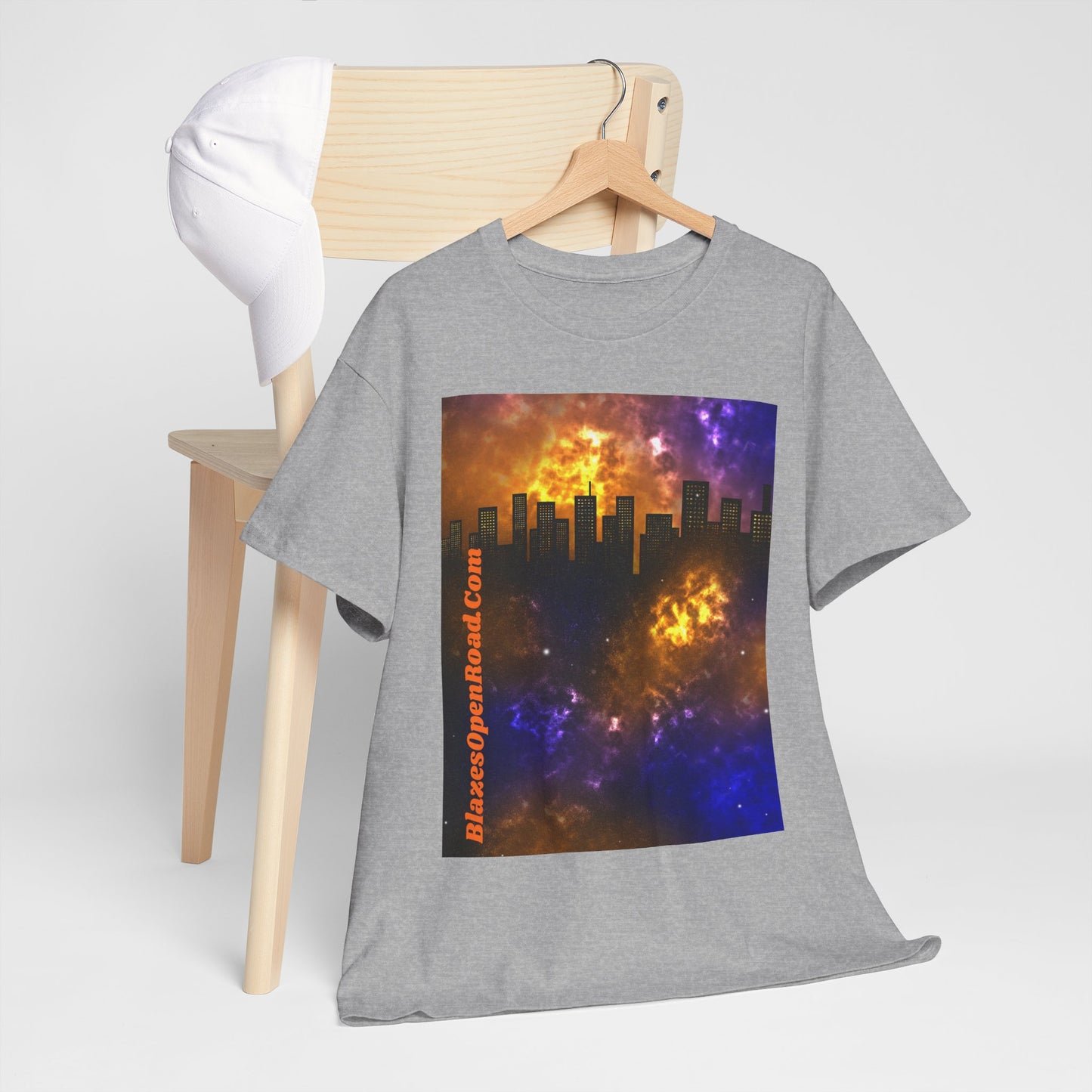 Jax Blaze Ryder Cosmic Cityscape Tee: Unisex Urban Stars in Heavy Cotton Comfort