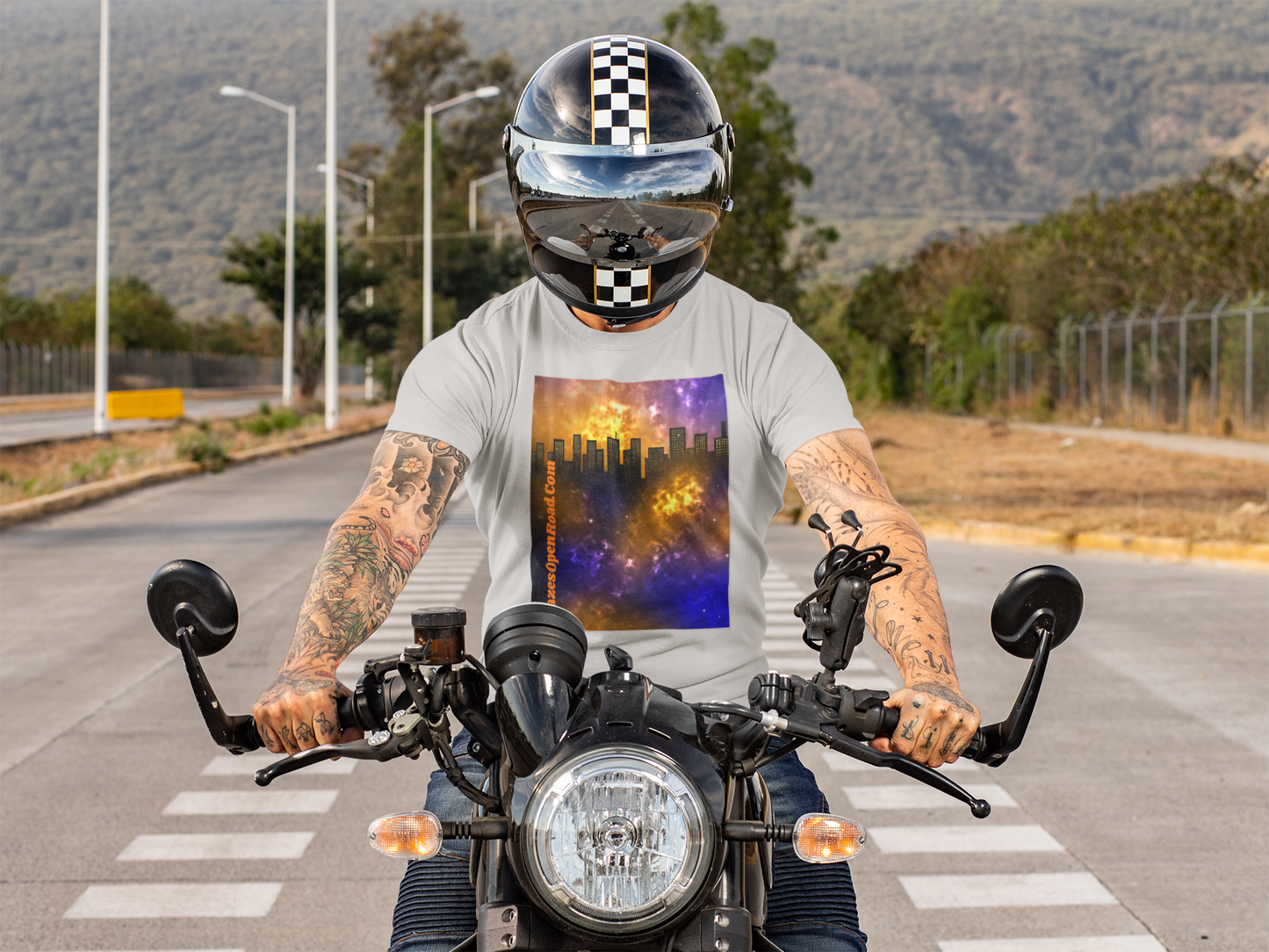 Jax Blaze Ryder Cosmic Cityscape Tee: Unisex Urban Stars in Heavy Cotton Comfort