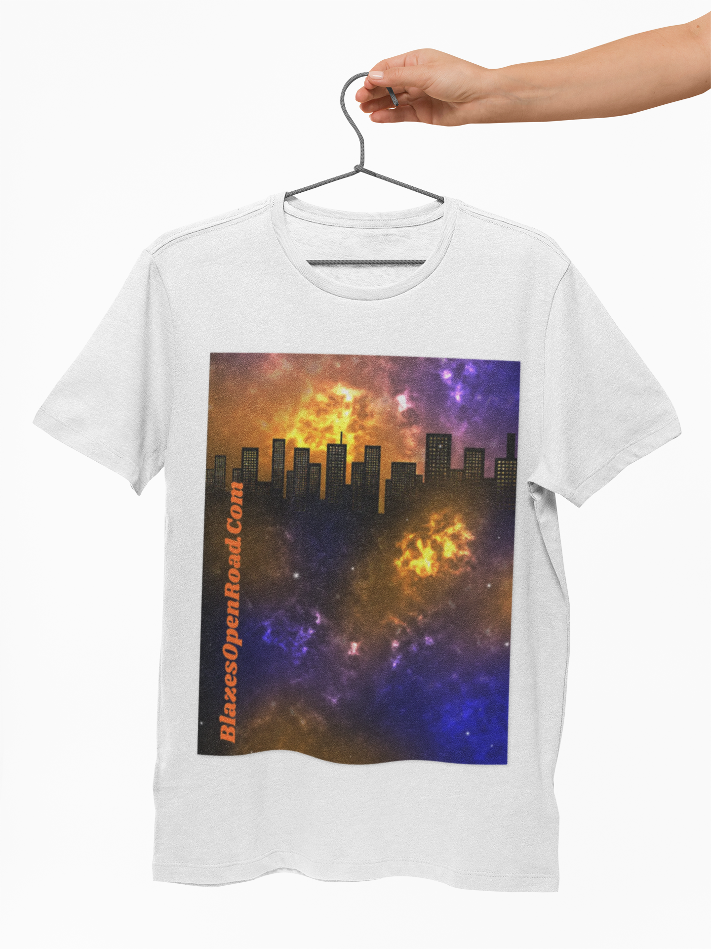 Jax Blaze Ryder Cosmic Cityscape Tee: Unisex Urban Stars in Heavy Cotton Comfort