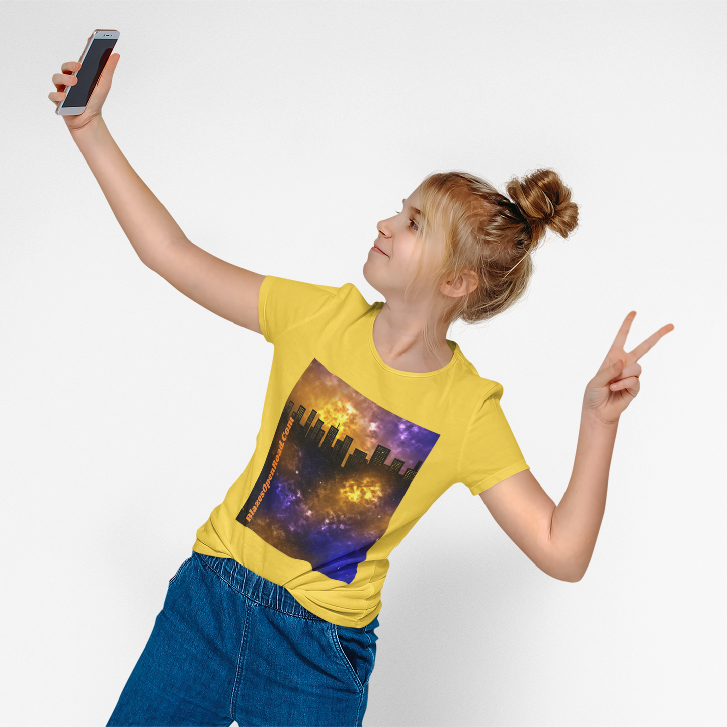 Kids Jax Blaze Ryder Cosmic Cityscape Tee: Urban Stars in Heavy Cotton Comfort