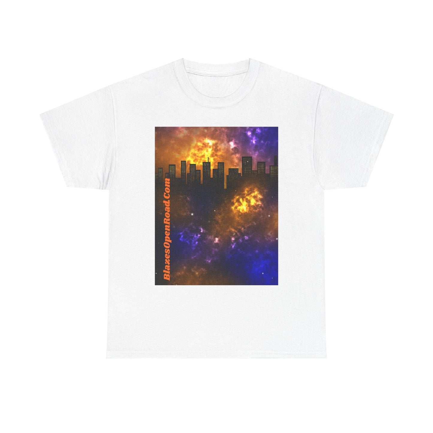 Jax Blaze Ryder Cosmic Cityscape Tee: Unisex Urban Stars in Heavy Cotton Comfort