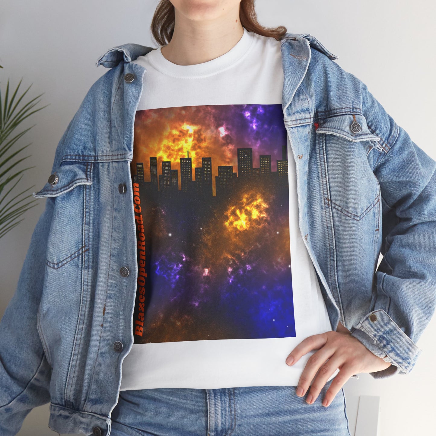 Jax Blaze Ryder Cosmic Cityscape Tee: Unisex Urban Stars in Heavy Cotton Comfort