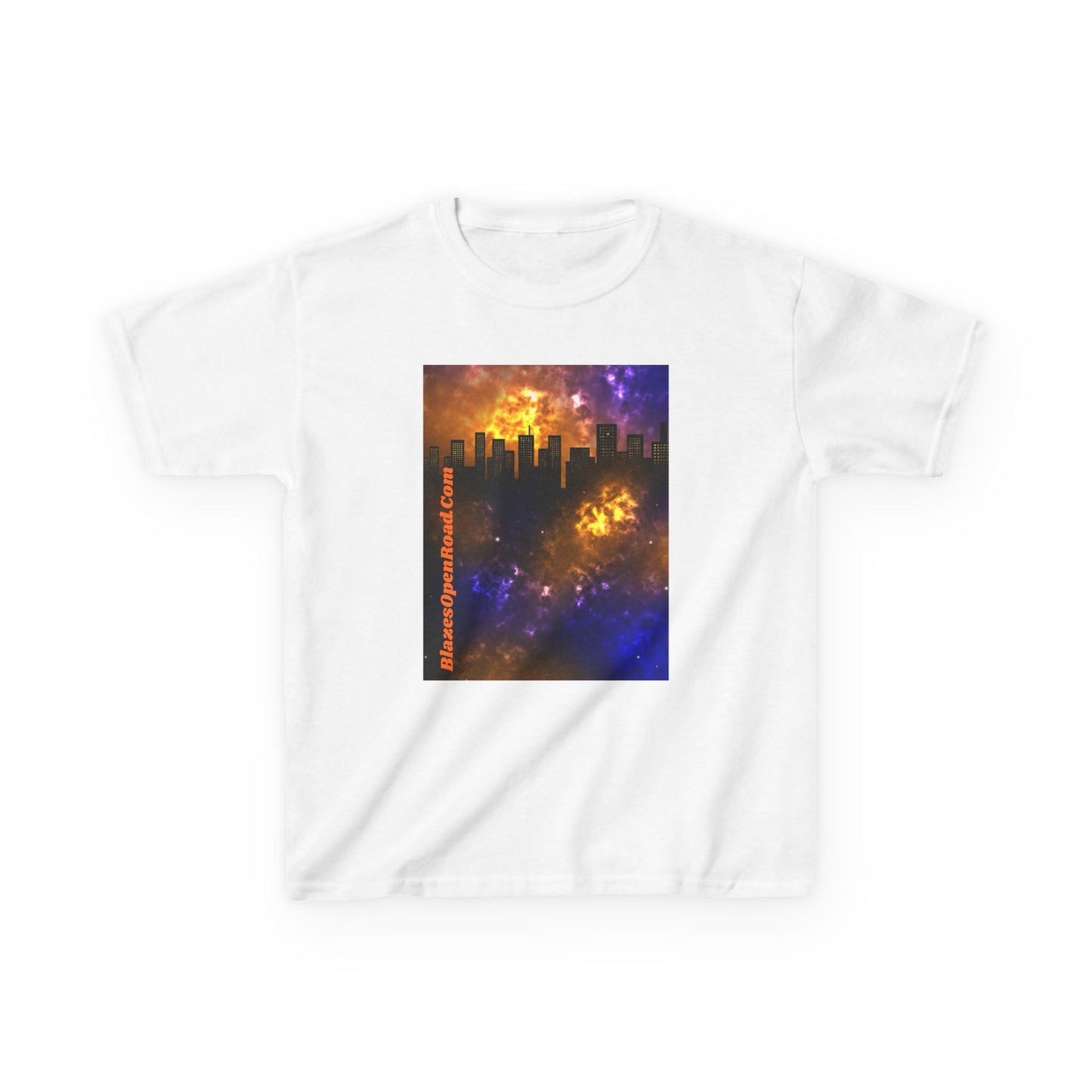 Kids Jax Blaze Ryder Cosmic Cityscape Tee: Urban Stars in Heavy Cotton Comfort