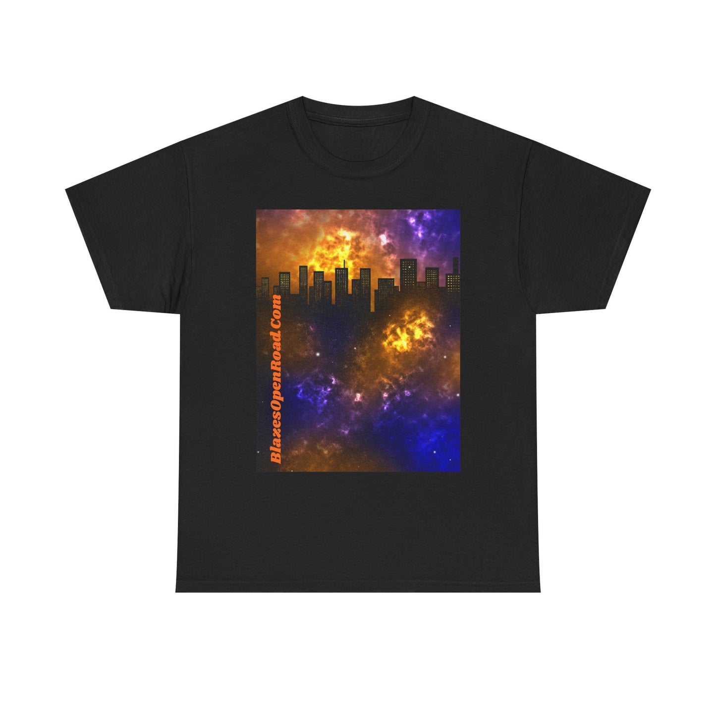 Jax Blaze Ryder Cosmic Cityscape Tee: Unisex Urban Stars in Heavy Cotton Comfort