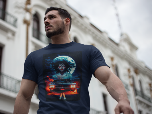 "Set Your Vibe Ablaze" Route 666 Graphic Tee - Desert Phantom Cyberpunk T-Shirt for Highway Haunts